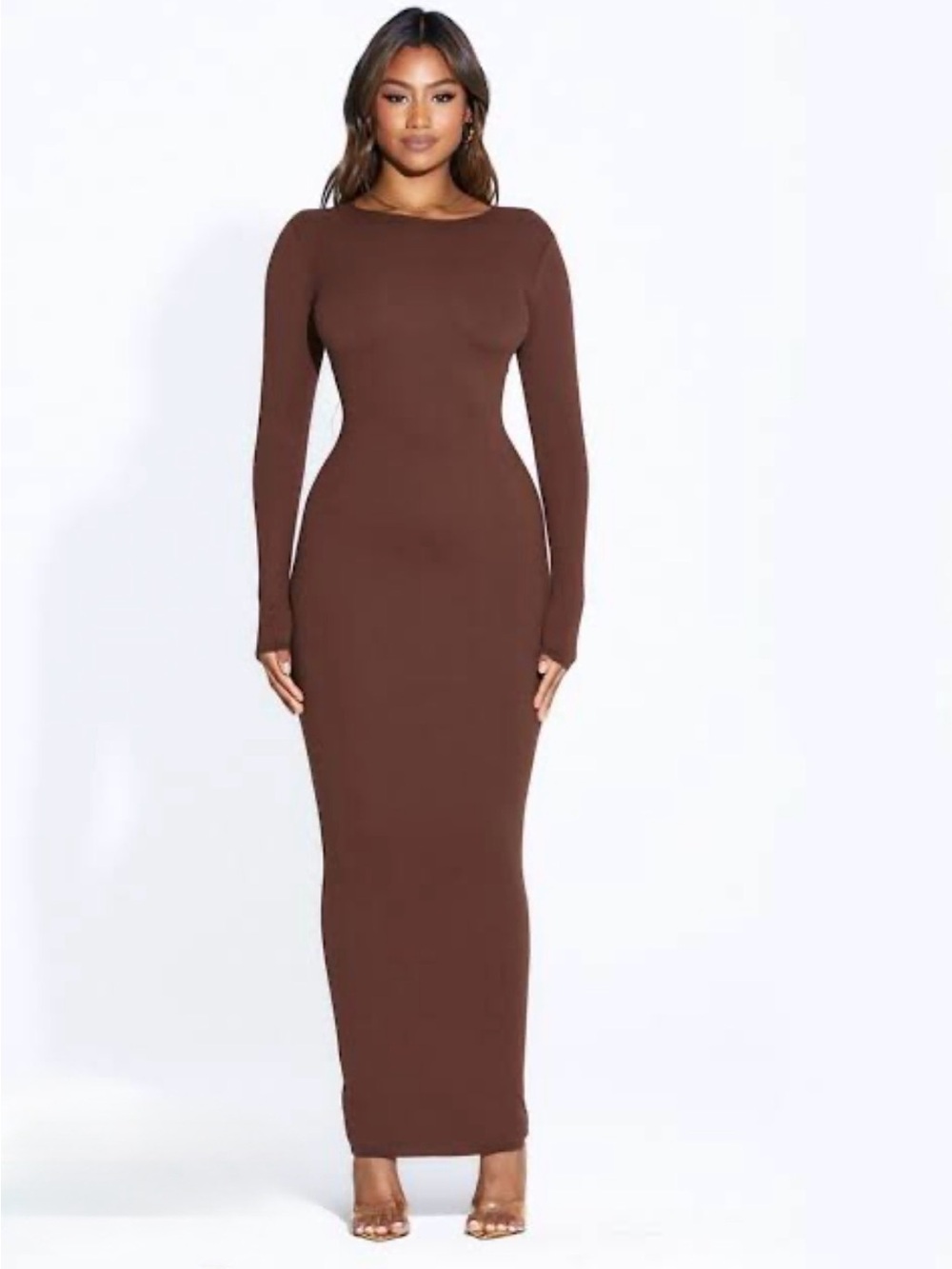 Naked Wardrobe Sueded Maxi Bodycon Dress